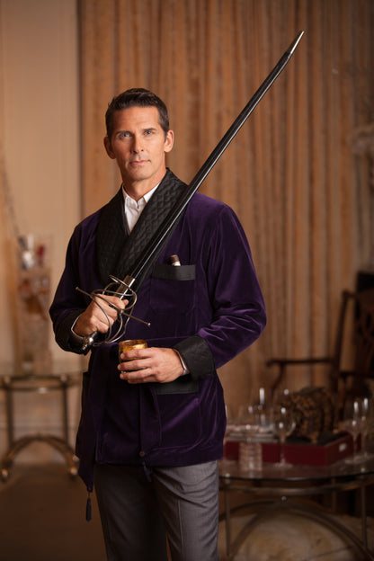 Men's Purple Merlot Velvet Smoking Jacket