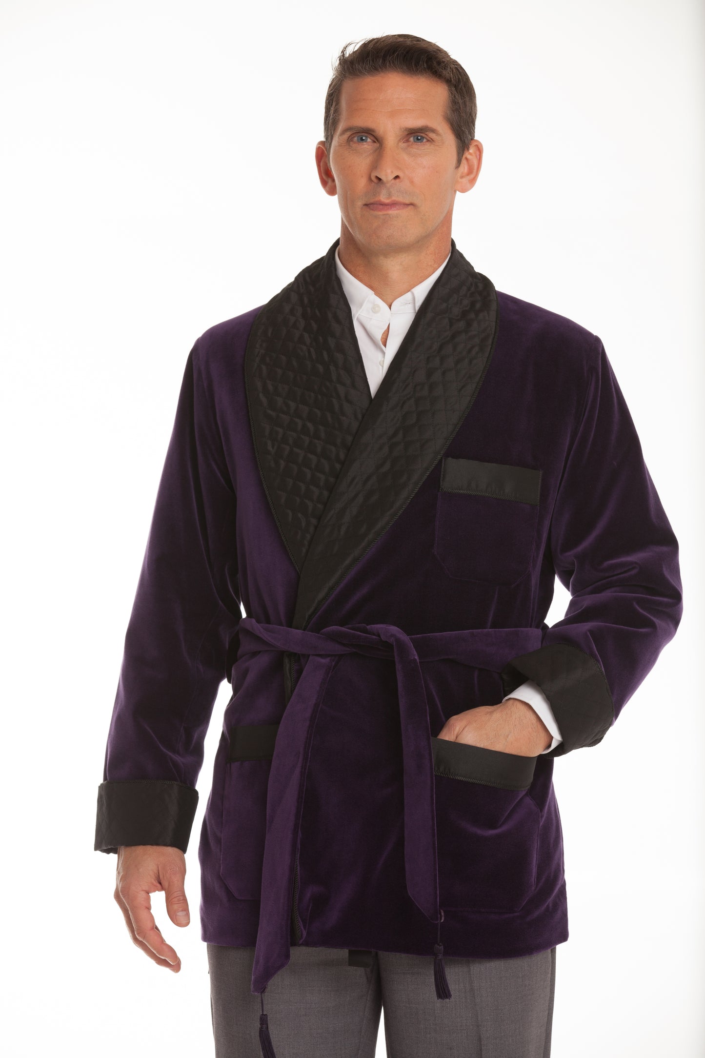 Men's Purple Merlot Velvet Smoking Jacket