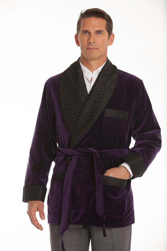 Men's Purple Merlot Velvet Smoking Jacket