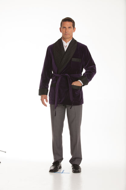 Men's Purple Merlot Velvet Smoking Jacket