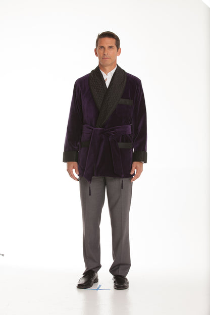 Men's Purple Merlot Velvet Smoking Jacket