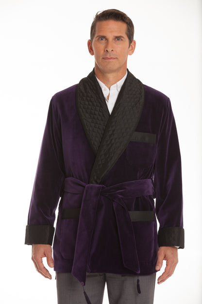 Men's Purple Merlot Velvet Smoking Jacket