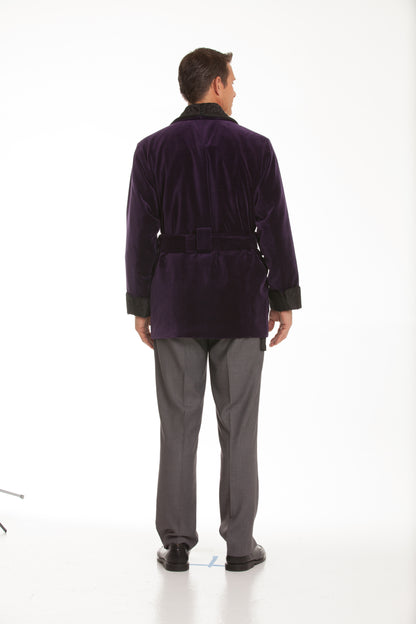 Men's Purple Merlot Velvet Smoking Jacket