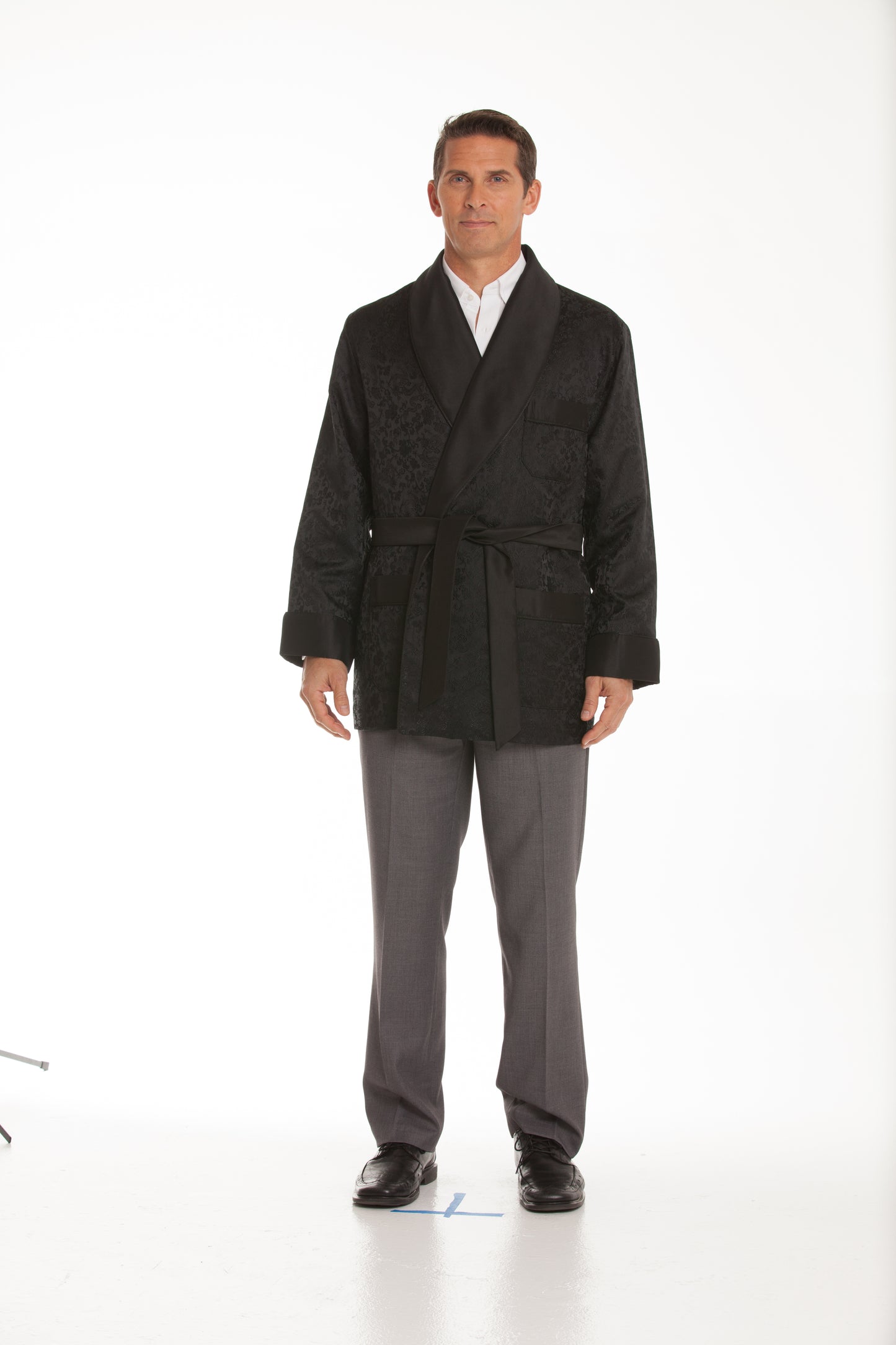 Satin Smoking Jacket – Brocade Black