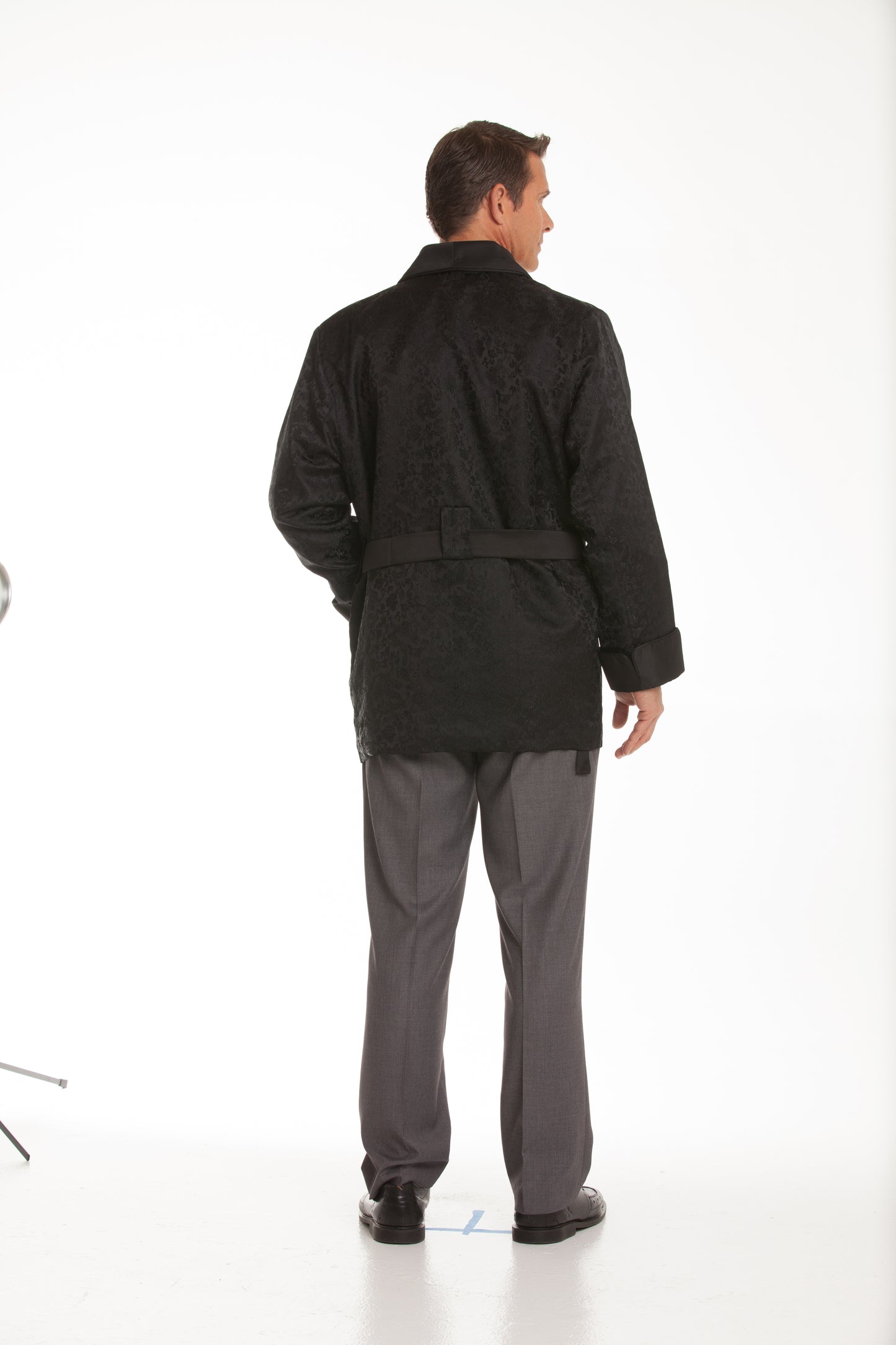 Satin Smoking Jacket – Brocade Black