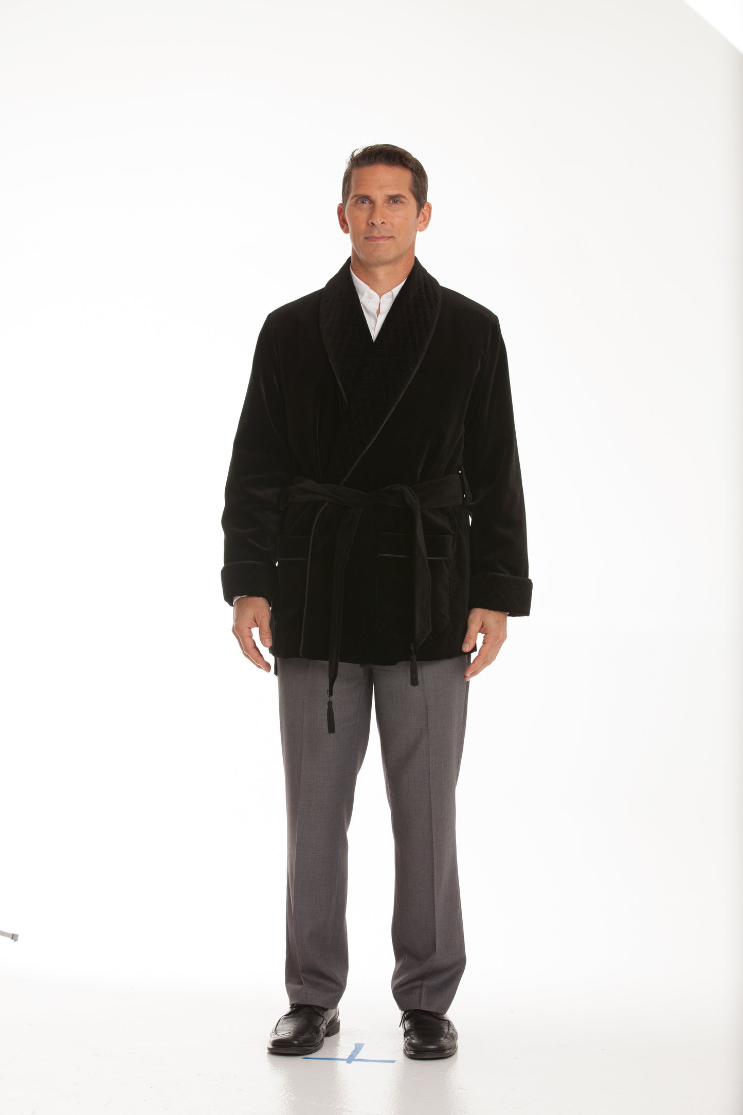 Velvet Smoking Jacket - Black