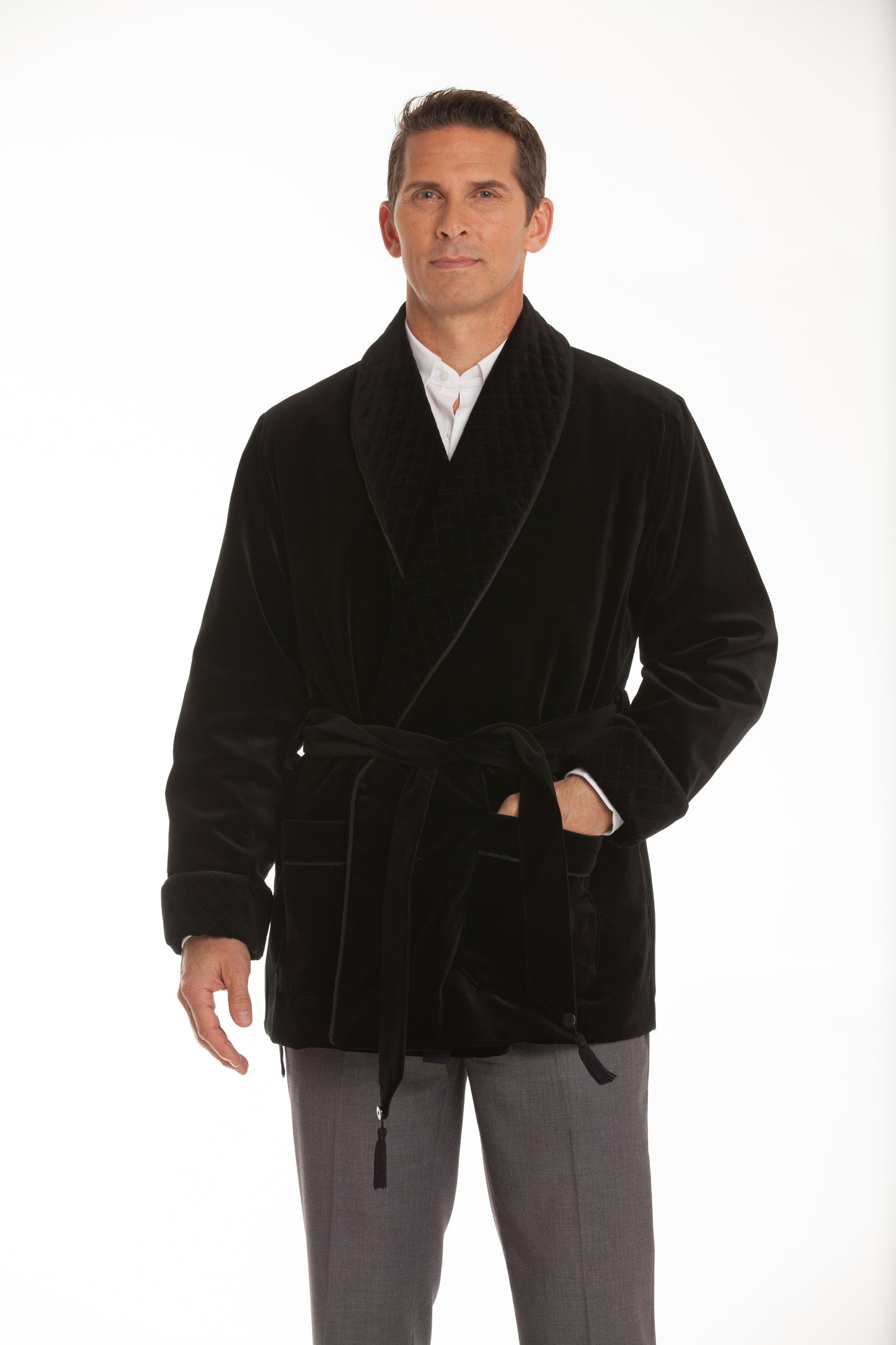 Velvet Smoking Jacket - Black