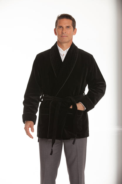 Velvet Smoking Jacket - Black