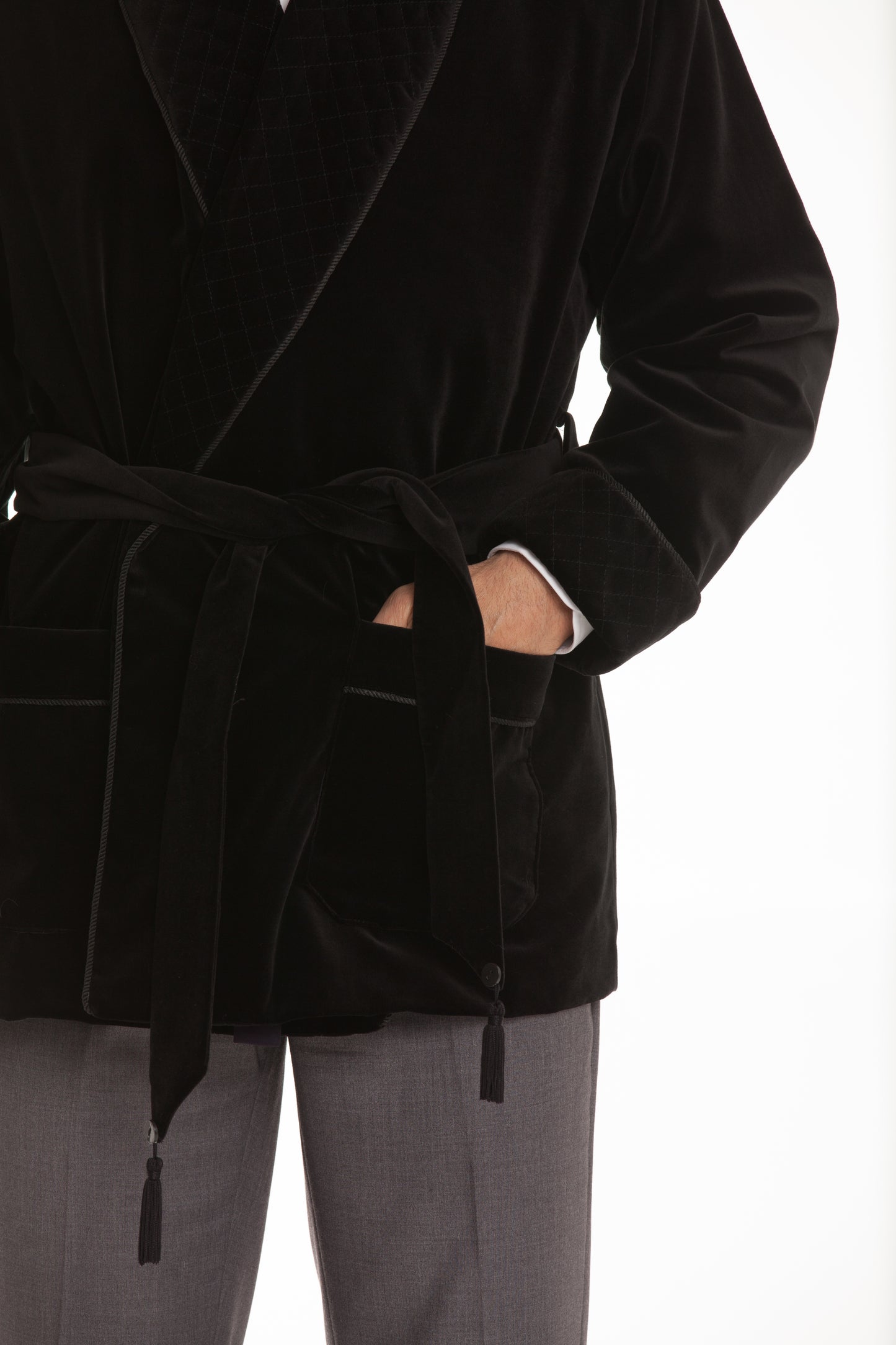 Velvet Smoking Jacket - Black